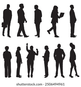silhouette of business people full isolated on white back ground