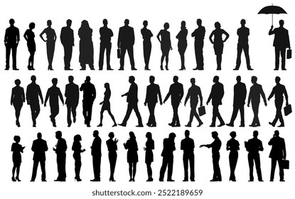 silhouette of business people isolated on white background