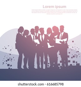 Silhouette Business People Team Seminar Training Conference Brainstorming Flat Vector Illustration