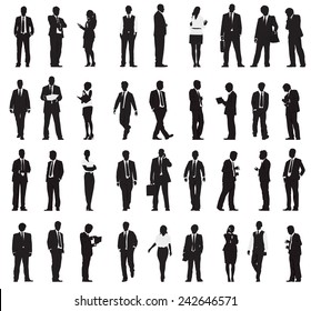 Silhouette Business People With Varioius Acting Vector