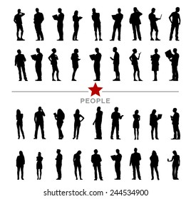 Silhouette Business People With Varioius Acting