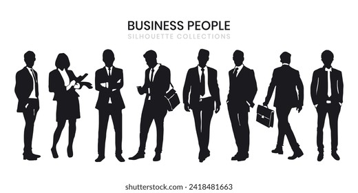Silhouette of business people, in various poses. Silhouette business collections.
