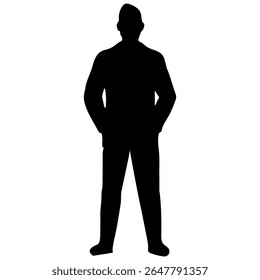 Silhouette of a Business Person Black Vector Outline for Graphic Design, Icons, Pictograms Minimalist Male Figure Illustration for Web, UI, Branding, Print, and Marketing Use