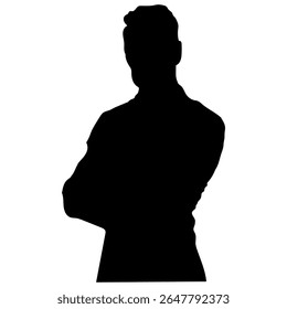 Silhouette of a Business Person Black Vector Outline for Graphic Design, Icons, Pictograms Minimalist Male Figure Illustration for Web, UI, Branding, Print, and Marketing Use