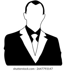 Silhouette of a Business Person Black Vector Outline for Graphic Design, Icons, Pictograms Minimalist Male Figure Illustration for Web, UI, Branding, Print, and Marketing Use