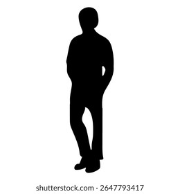 Silhouette of a Business Person Black Vector Outline for Graphic Design, Icons, Pictograms Minimalist Male Figure Illustration for Web, UI, Branding, Print, and Marketing Use