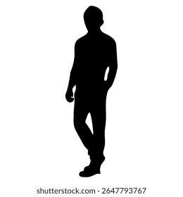 Silhueta de um homem de negócios Black Vetor Outline para design gráfico, ícones, pictogramas minimalista figura masculina Ilustração para uso de Web, UI, Branding, impressão e marketing