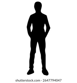 Silhouette of a Business Person Black Vector Outline for Graphic Design, Icons, Pictograms Minimalist Male Figure Illustration for Web, UI, Branding, Print, and Marketing Use