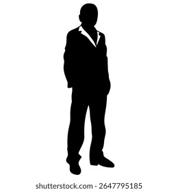 Silhouette of a Business Person Black Vector Outline for Graphic Design, Icons, Pictograms Minimalist Male Figure Illustration for Web, UI, Branding, Print, and Marketing Use