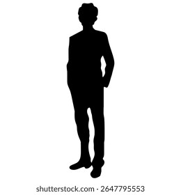 Silhouette of a Business Person Black Vector Outline for Graphic Design, Icons, Pictograms Minimalist Male Figure Illustration for Web, UI, Branding, Print, and Marketing Use