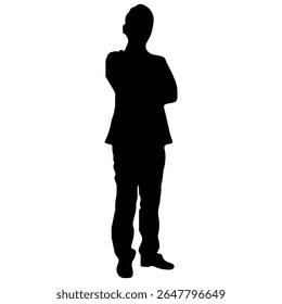 Silhouette of a Business Person Black Vector Outline for Graphic Design, Icons, Pictograms Minimalist Male Figure Illustration for Web, UI, Branding, Print, and Marketing Use