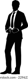 Silhouette business person man in a smart suit and tie.