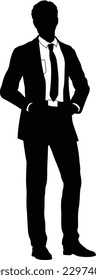 Silhouette business person man in a smart suit and tie.