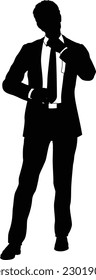 Silhouette business person man in a smart suit and tie.