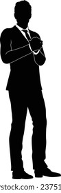 Silhouette business person man in a smart suit and tie.