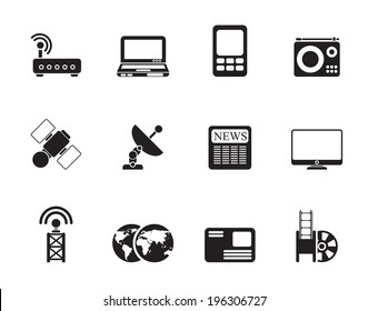 Silhouette Business, technology  communications icons - vector icon set