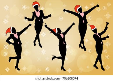 silhouette of business woman with merry christmas