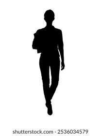 Silhouette Business woman walk with a folder of documents in his hands