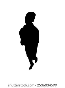 Silhouette Business woman walk with a folder of documents in his hands