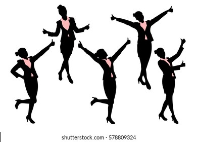 silhouette of business woman with white background