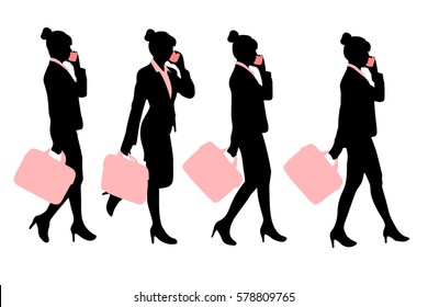 silhouette of business woman with white background
