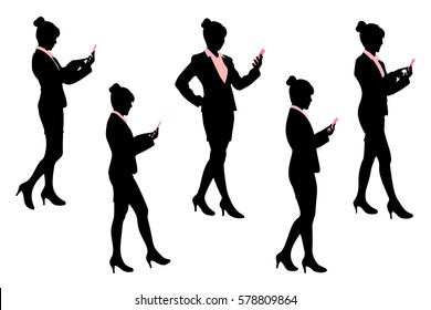 silhouette of business woman with white background