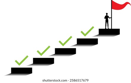 Silhouette of a businessman achieving his goal