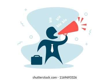 Silhouette Businessman or boss shout with megaphone