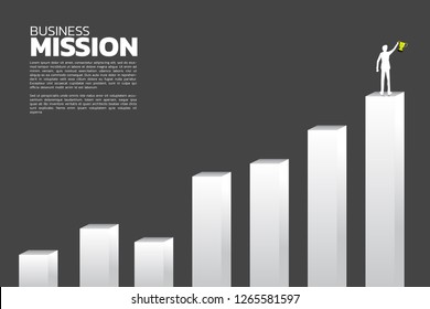 silhouette of businessman with champion trophy on top of growth graph. Concept of growth business, Success in Career path.