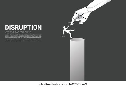 silhouette of businessman falling down from the bar chart. Concept for crisis from artificial intelligence business disruption