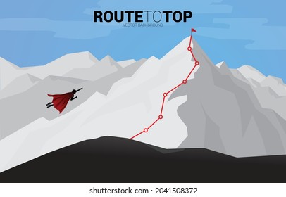 Silhouette of businessman flying  to top of mountain. Business Concept for start up and fast growth company.