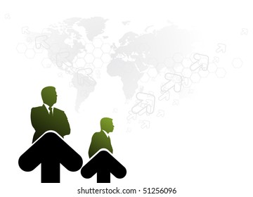 silhouette of businessman in the growth of arrow. Vector illustration. No mesh in this Vector