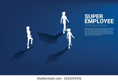 Silhouette of businessman and his shadow of superhero.concept of empower potential and human resource management