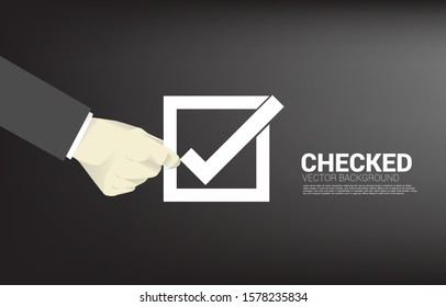 Silhouette businessman hold check box. concept for election vote theme background.