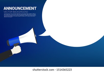 Silhouette businessman hold  megaphone with talk bubble. Poster for announcement and communication template.