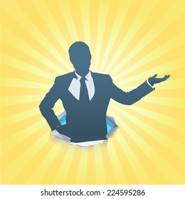Silhouette of businessman holding something