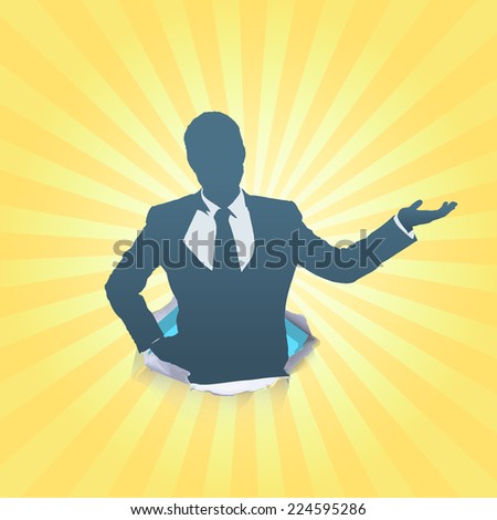 Silhouette of businessman holding something