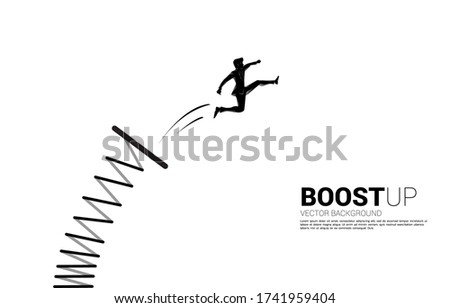 Silhouette of businessman jump higher with springboard. Concept of boost and growth in business. Stockfoto © 