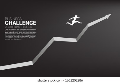 Silhouette of businessman jumping on growing graph. Concept of people ready to start career and business