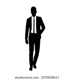 Silhouette of a businessman or a male model wearing a suit.