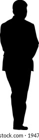 Silhouette businessman man in suit with tie on a white background.