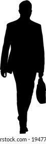 Silhouette businessman man in suit with tie on a white background.