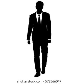 Silhouette Businessman Man In Suit With Tie On A White Background. Vector Illustration.