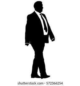 Silhouette businessman man in suit with tie on a white background. Vector illustration.