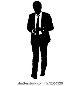 Silhouette businessman man in suit with tie on a white background. Vector illustration.