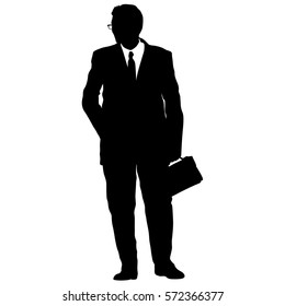Silhouette businessman man in suit with tie on a white background. Vector illustration.