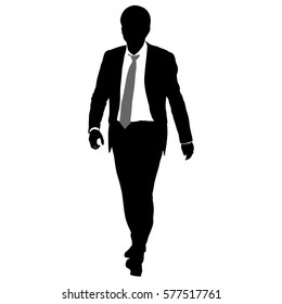 Silhouette businessman man in suit with tie on a white background. Vector illustration.