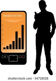 Silhouette Of A Businessman And A Mobile Phone