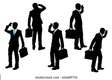 silhouette of businessman on the white background