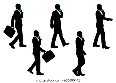 silhouette of businessman on the white background